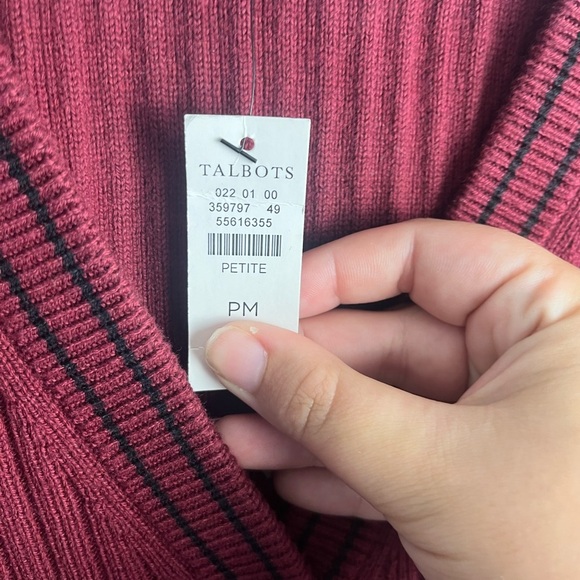 NWT Talbots Women's Plus Burgundy Button Front Ribbed Cardigan Sweater SZ MP - Picture 2 of 6